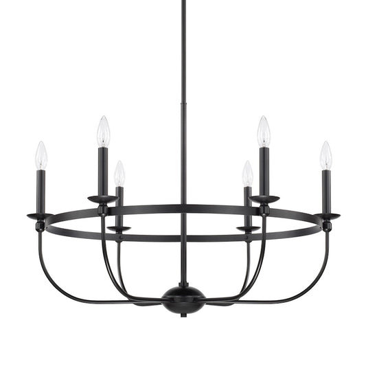 Capital Lighting Rylann 6 Light Chandelier, Matte Black - 425161MB