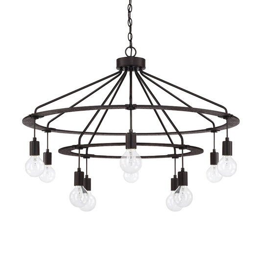 Capital Lighting 10 Light Chandelier, Black Iron - 425603BI