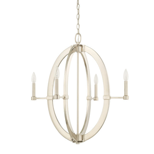 Capital Lighting 4 Light Chandelier, Polished Nickel - 425841PN