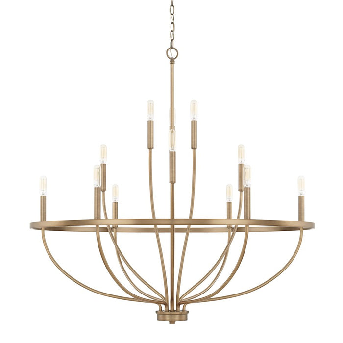 HomePlace by Capital Lighting Greyson 12 Light Chandelier, Aged Brass - 428501AD