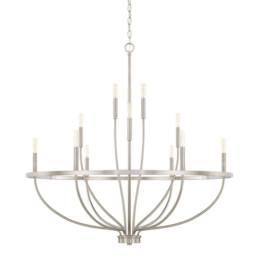 HomePlace by Capital Lighting Greyson 12 Light Chandelier, Nickel - 428501BN