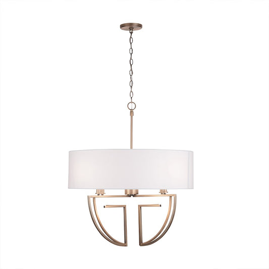 4 Light Chandelier, White Shade