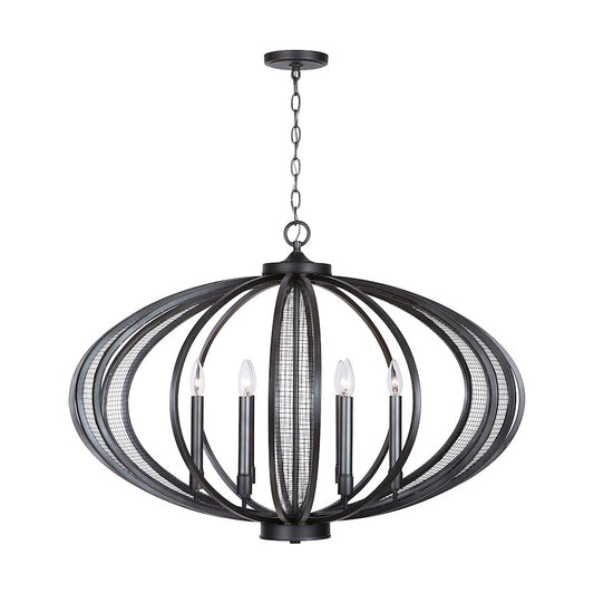 6 Light Chandelier, Midnight Grey