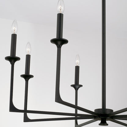 8 Light Chandelier in Black Iron