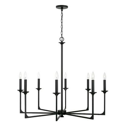 8 Light Chandelier in Black Iron