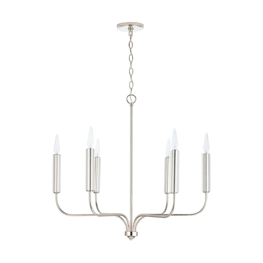 Capital Lighting Della 6-Light Chandelier, Polished Nickel - 437561PN