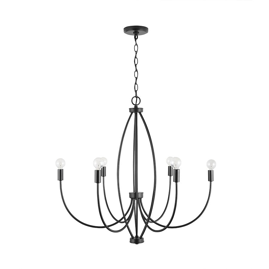 Capital Lighting Corey 6-Light Chandelier, Matte Black - 438861MB