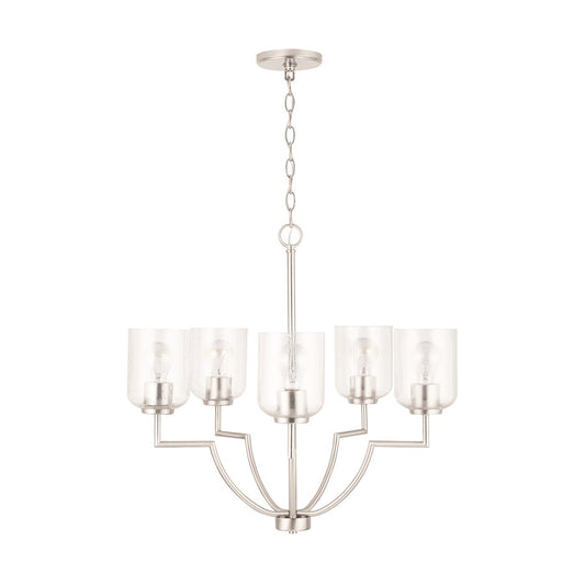 Capital Lighting Carter 5-Light Chandelier, Brushed Nickel/Clear - 439351BN-500