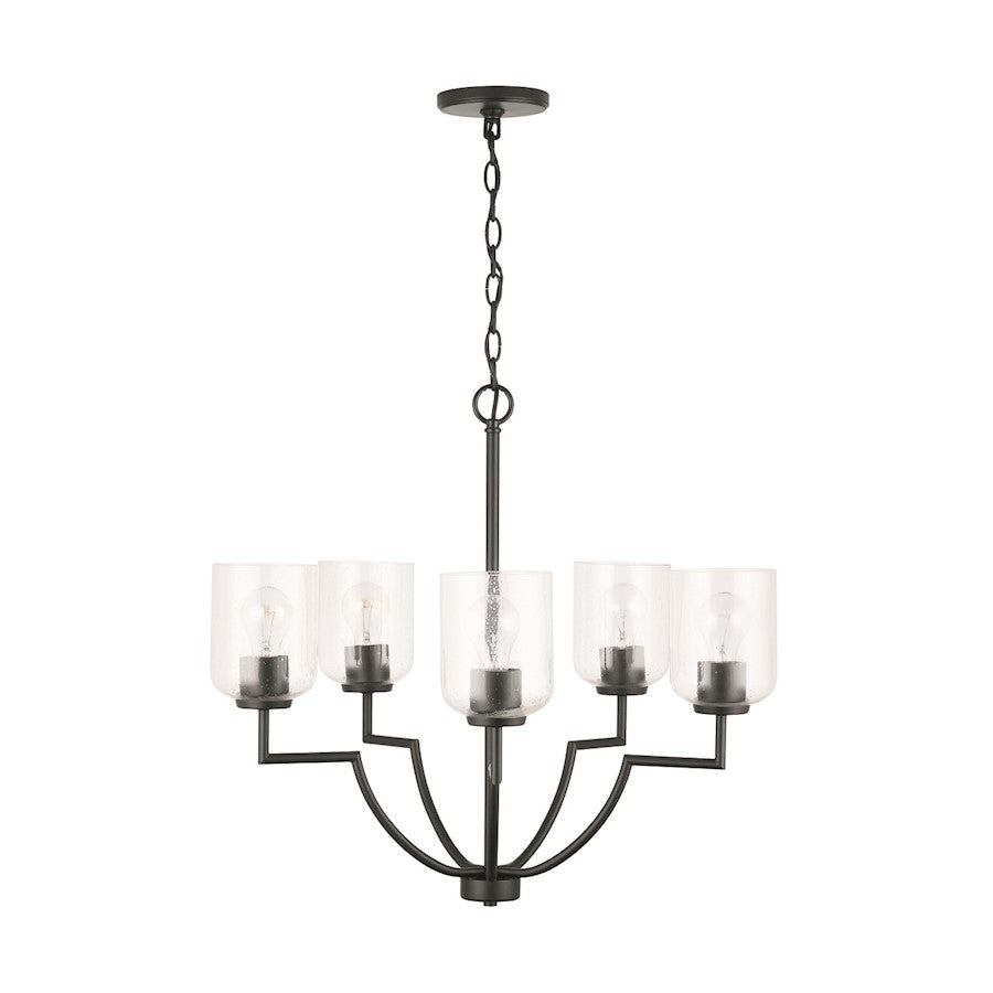 Capital Lighting Carter 5-Light Chandelier, Matte Black/Clear - 439351MB-500