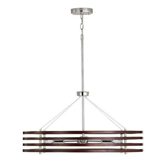 Capital Lighting Dalton 4-Light Chandelier, Dark Wood Polished Nickel - 439941DN