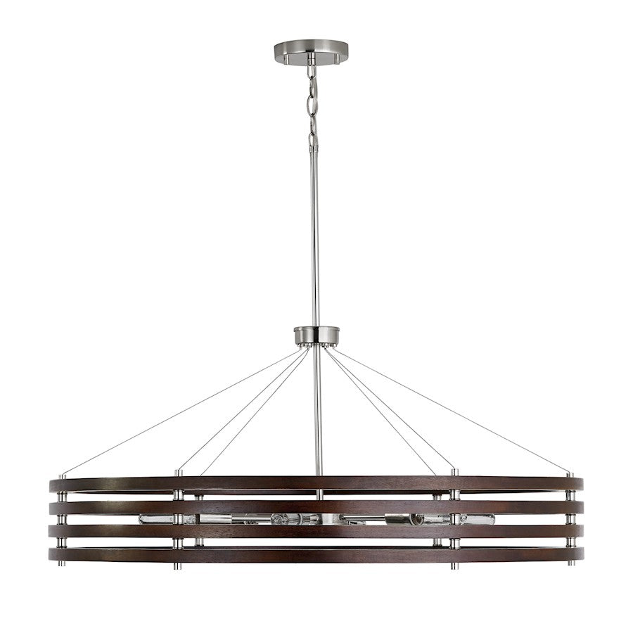 Capital Lighting Dalton 6-Light Chandelier, Dark Wood Polished Nickel - 439961DN