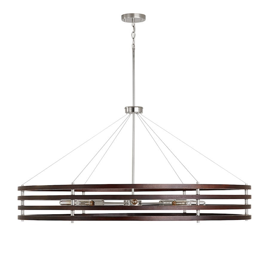 Capital Lighting Dalton 8-Light Chandelier, Dark Wood Polished Nickel - 439981DN