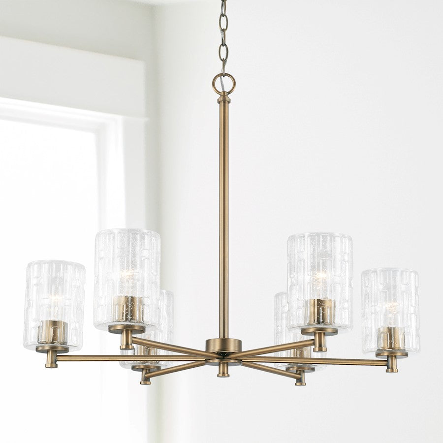 6 Light Chandelier, Embossed