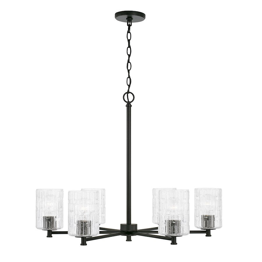 Capital Lighting Emerson 6 Light Chandelier, Black/Embossed - 441361MB-491