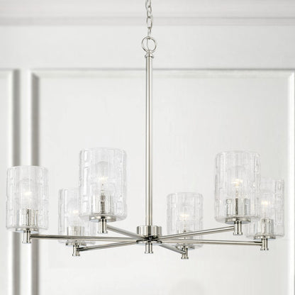 6 Light Chandelier, Embossed