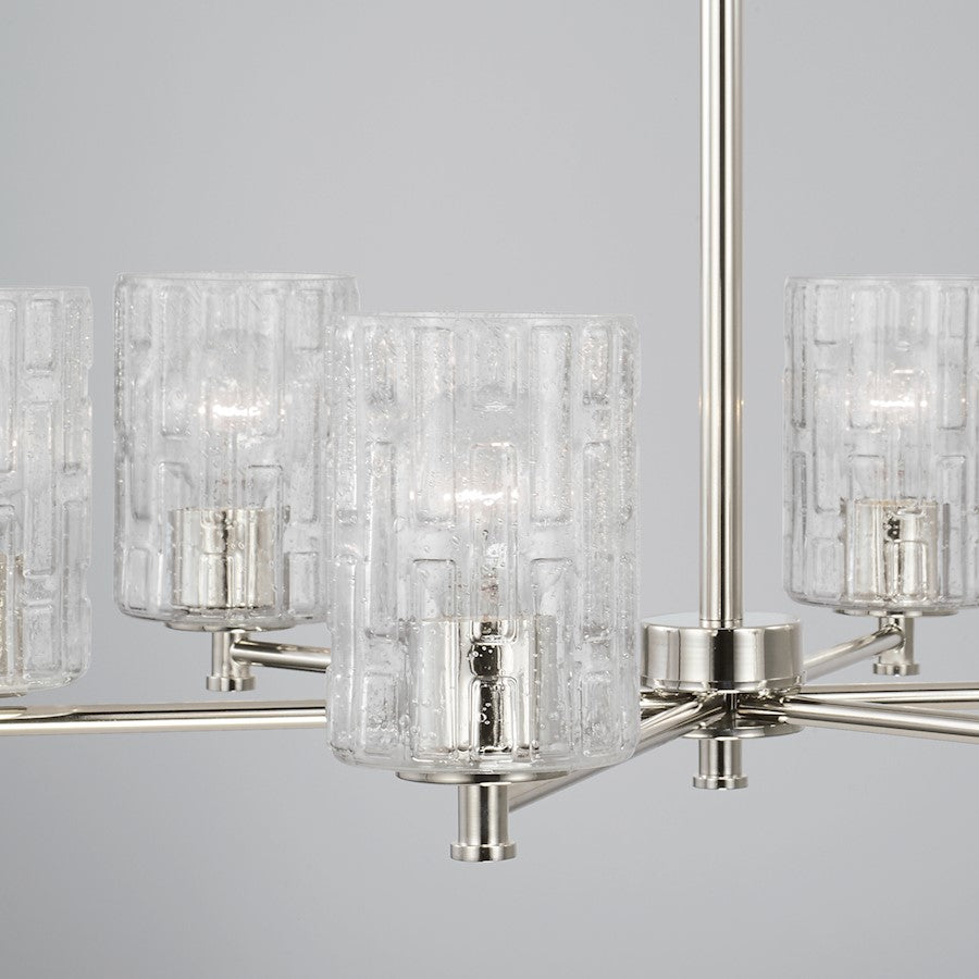 6 Light Chandelier, Embossed