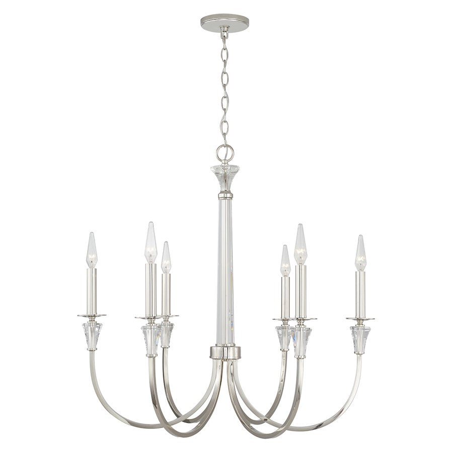 Capital Lighting Laurent 6 Light Chandelier in Polished Nickel - 441861PN