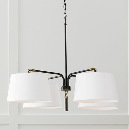 4 Light Chandelier, Glossy Black