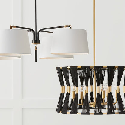 4 Light Chandelier, Glossy Black