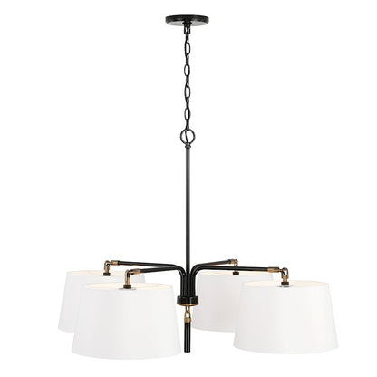 4 Light Chandelier, Glossy Black