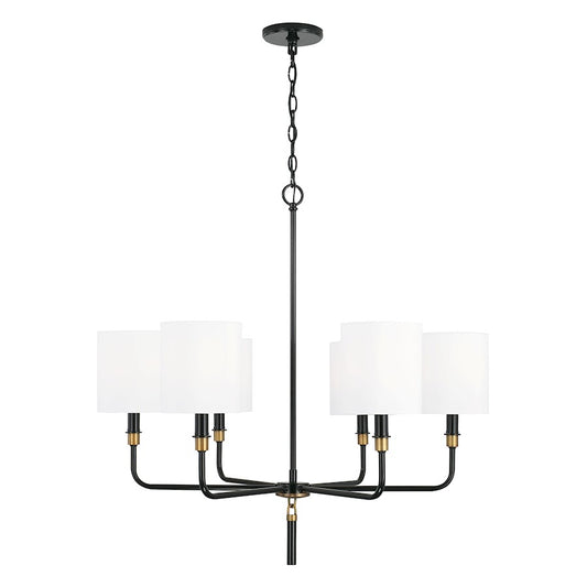 Capital Lighting Beckham 6 Light Chandelier, Glossy Black/Brass - 441961YA-702