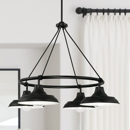 4 Light Chandelier in Matte Black