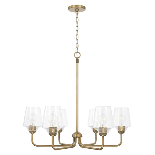 Capital Lighting Miller 6 Light Chandelier, Brass/Clear Ribbed - 442261AD-512