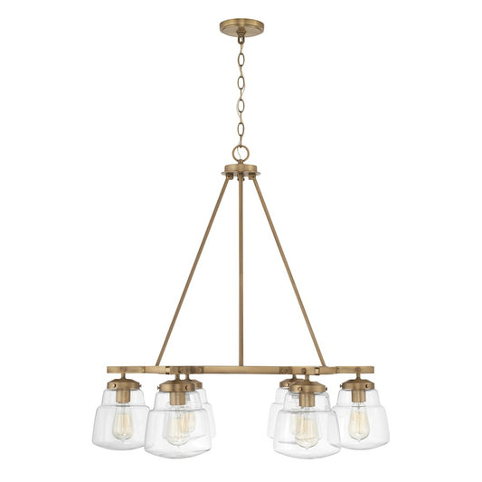 Capital Lighting Dillon 6 Light Chandelier in Aged Brass/Clear - 442761AD-518