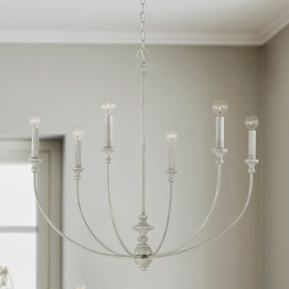 6 Light Chandelier in Painted Grey