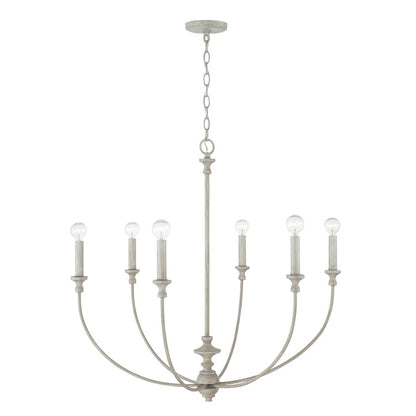 6 Light Chandelier in Painted Grey