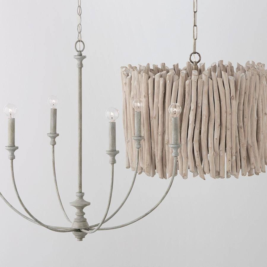 6 Light Chandelier in Painted Grey