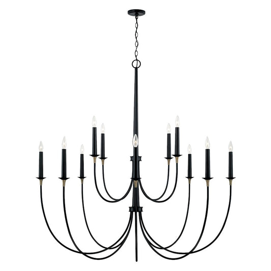 Capital Lighting Amara 12 Light Chandelier, Matte Black/Brass - 445601KB