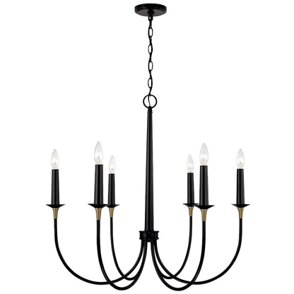 Capital Lighting Amara 6 Light Chandelier, Matte Black/Brass - 445661KB