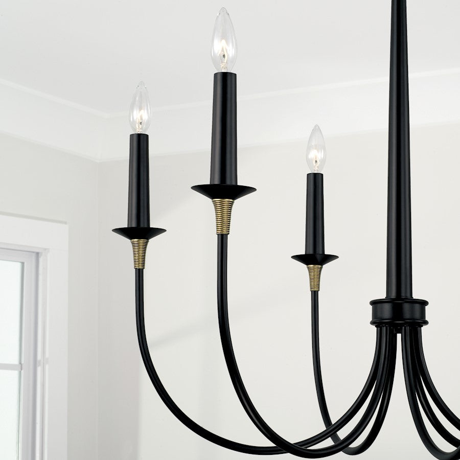 6 Light Chandelier, Matte Black