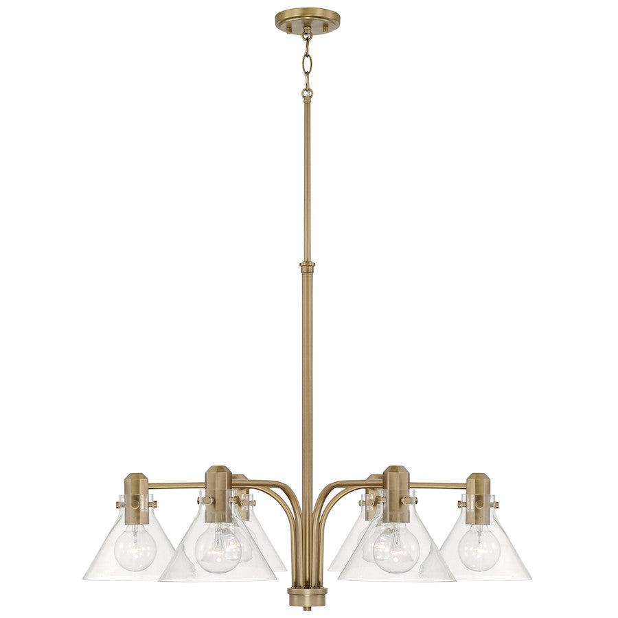 Capital Lighting Greer 6 Light Chandelier, Aged Brass/Clear - 445861AD-528