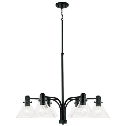 Capital Lighting Greer 6 Light Chandelier, Matte Black/Clear - 445861MB-528