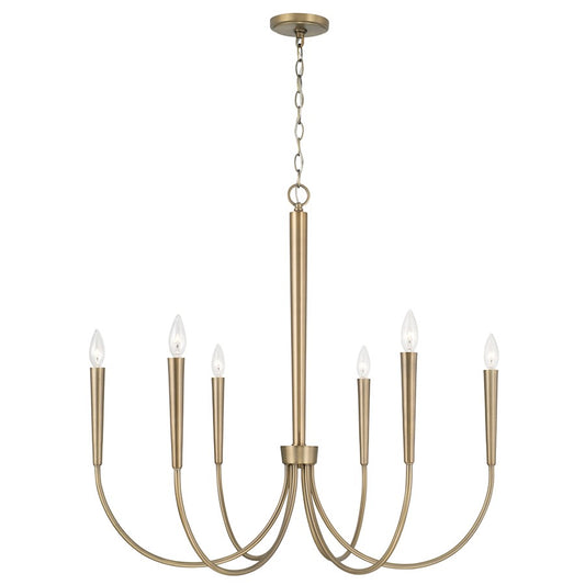 Capital Lighting Holden 6 Light Chandelier, Aged Brass - 445961AD