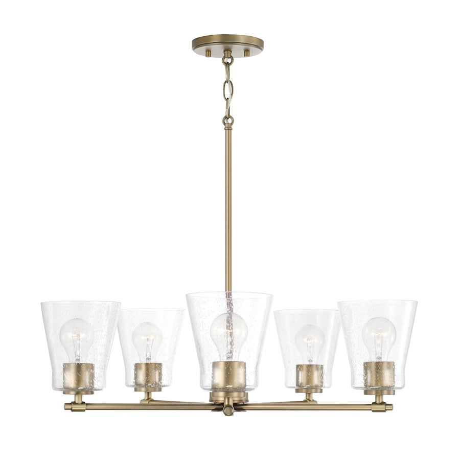 Capital Lighting Baker 5 Light Chandelier, Brass/Clear Seeded - 446951AD-533