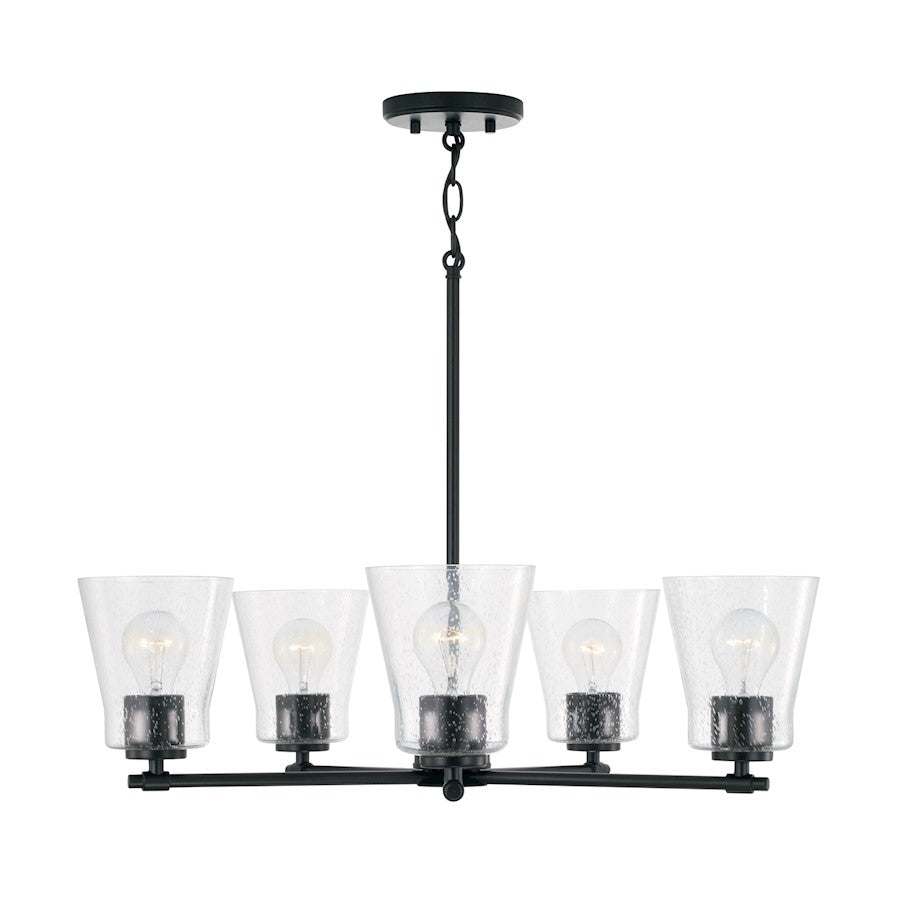 Capital Lighting Baker 5 Light Chandelier, Black/Clear Seeded - 446951MB-533