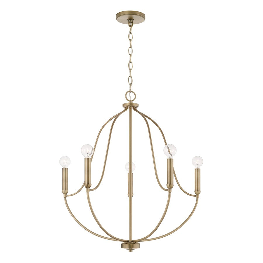 Capital Lighting Madison 5 Light Chandelier, Aged Brass - 447051AD