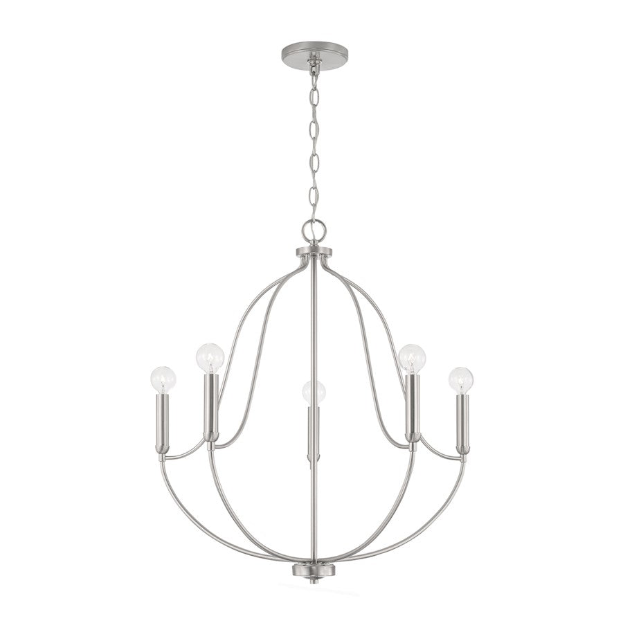 Capital Lighting Madison 5 Light Chandelier, Brushed Nickel - 447051BN