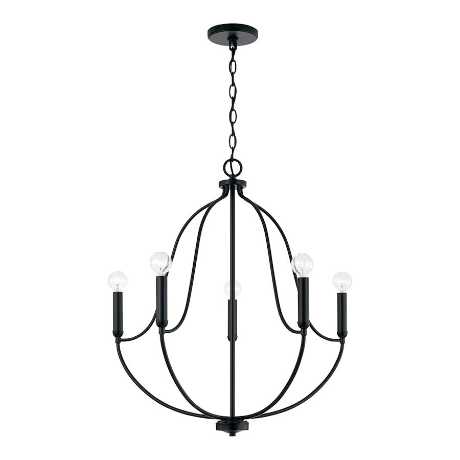 Capital Lighting Madison 5 Light Chandelier, Matte Black - 447051MB