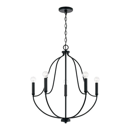 Capital Lighting Madison 5 Light Chandelier, Matte Black - 447051MB