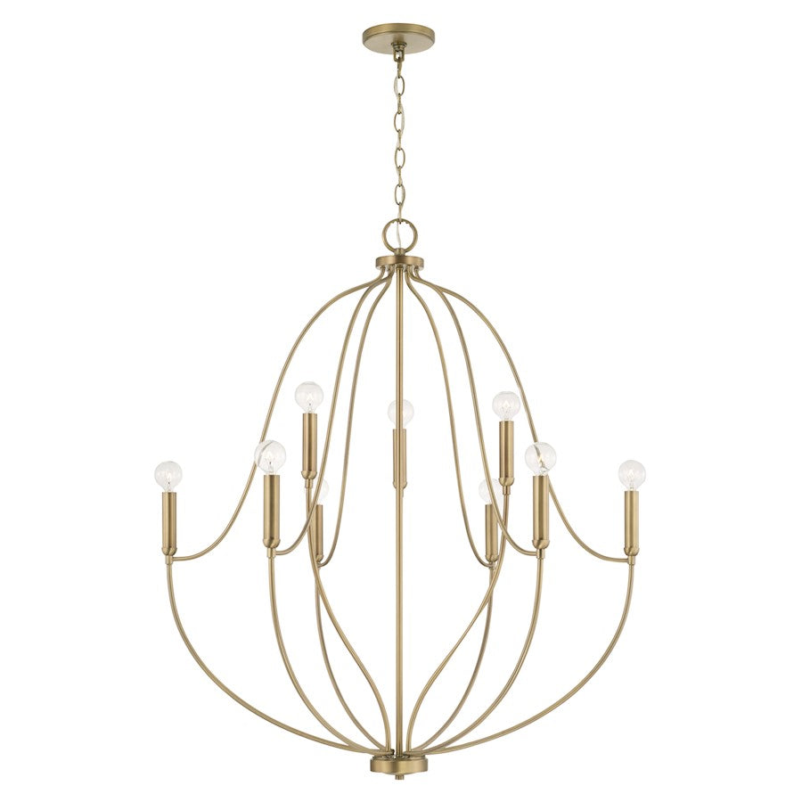 Capital Lighting Madison 9 Light Chandelier, Aged Brass - 447091AD