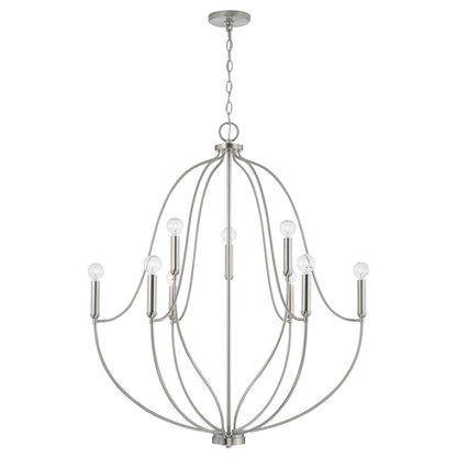 Capital Lighting Madison 9 Light Chandelier, Brushed Nickel - 447091BN