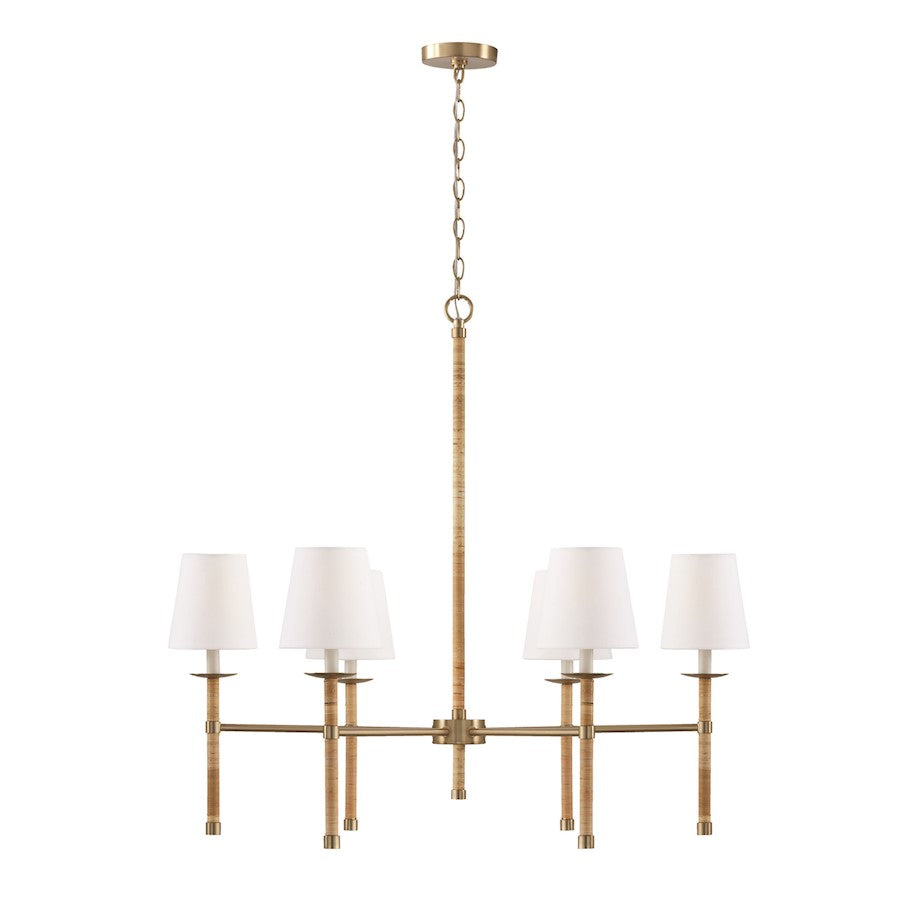 Capital Lighting Tulum 6 Light Chandelier, Brass/Natural - 447261MA-705