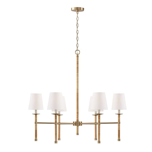 Capital Lighting Tulum 6 Light Chandelier, Brass/Natural - 447261MA-705