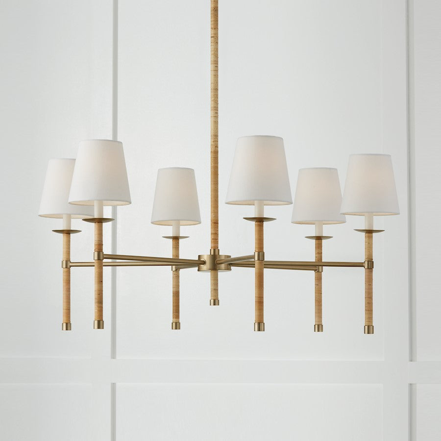 6 Light Chandelier, Brass