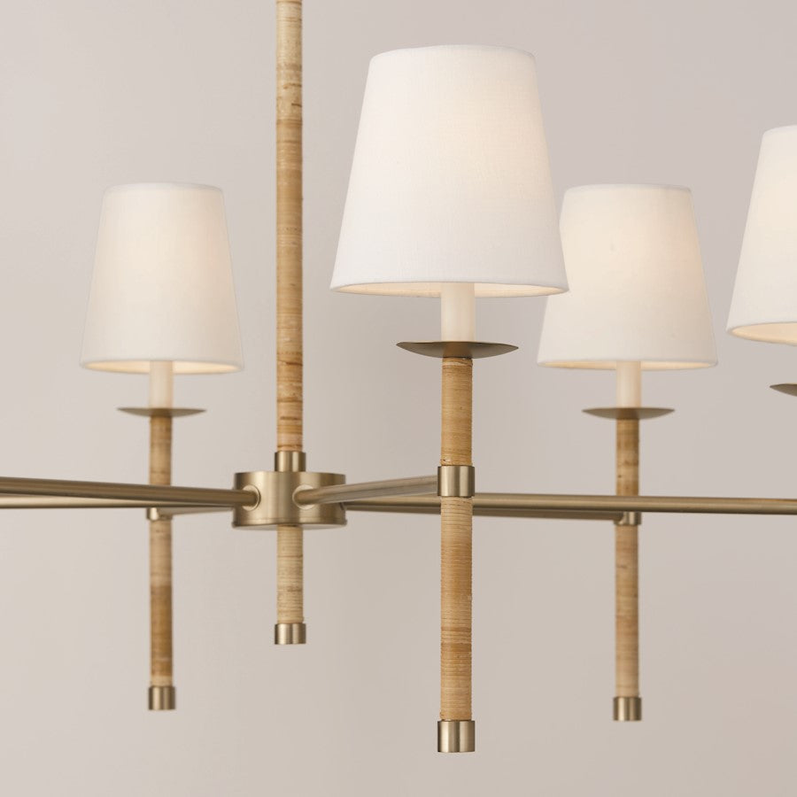 6 Light Chandelier, Brass