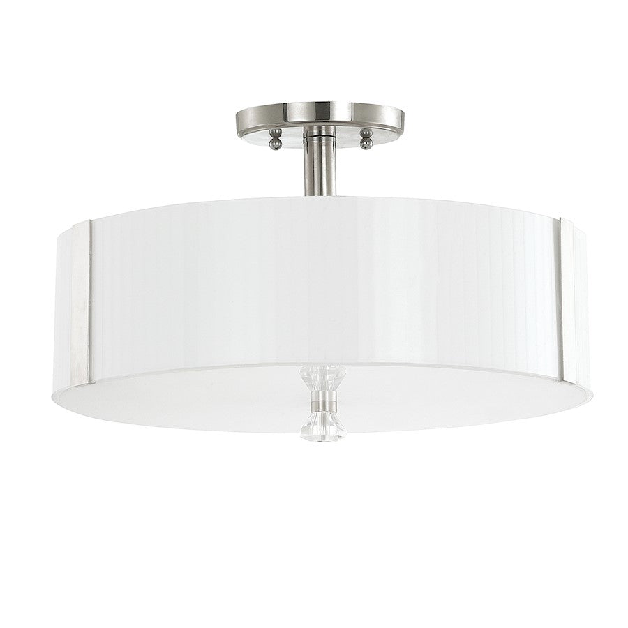 Capital Lighting Alisa 3 Light Semi Flush, Polished Nickel, Milk